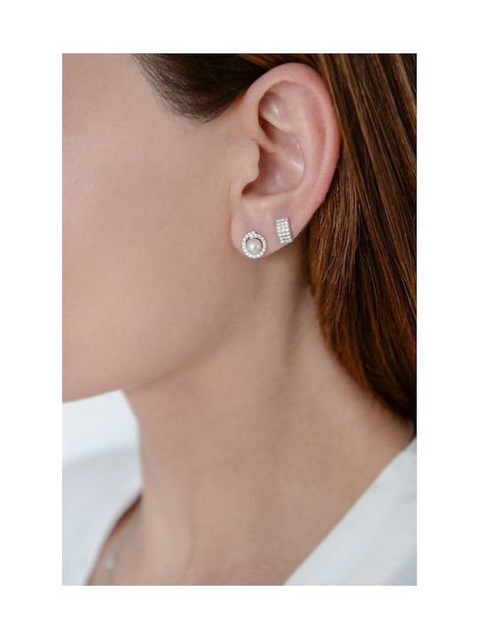 White gold earring 14K Studded stone