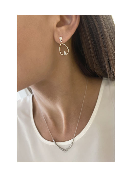 Earring in white gold 14K White Drops