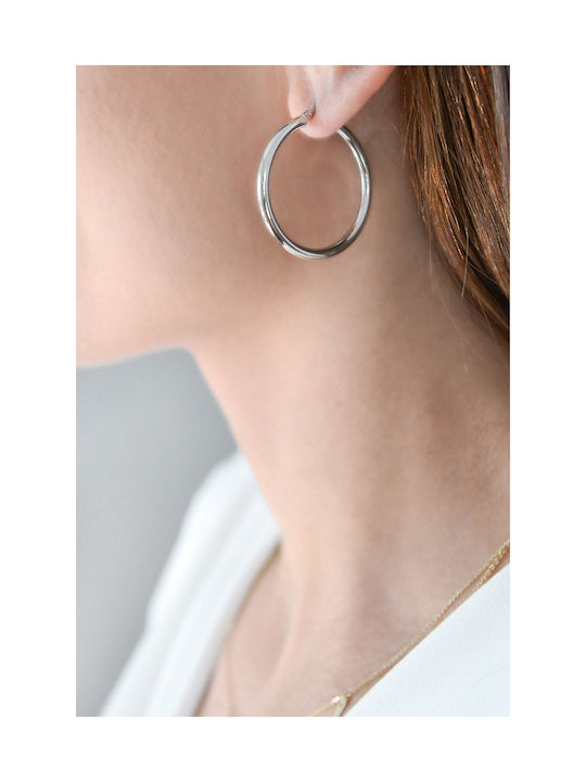 Earring in white gold 14K hoop 3.5cm