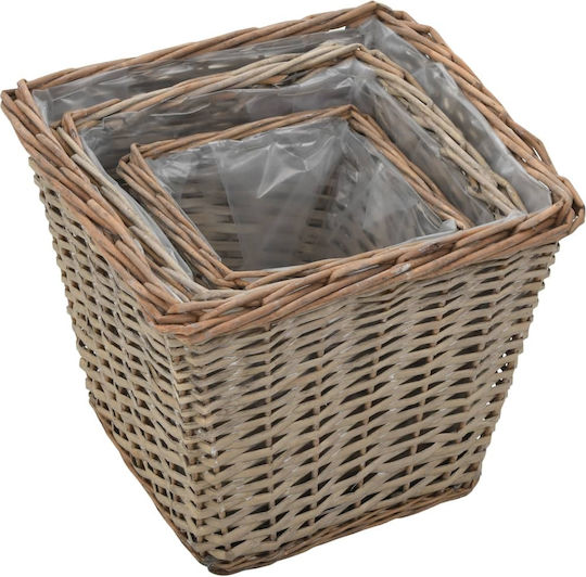 Vidaxl Raised Planters 3 Pieces with Wicker Polyethylene Coating Brown