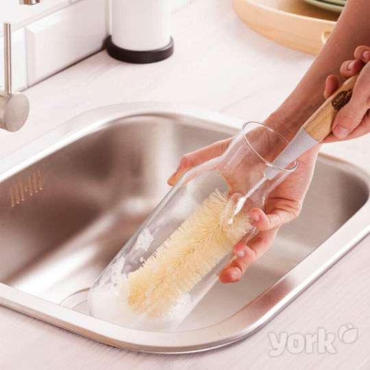 York Μπαμπού Βούρτσα Καθαρισμού με Λαβή για Μπουκάλια Μπεζ