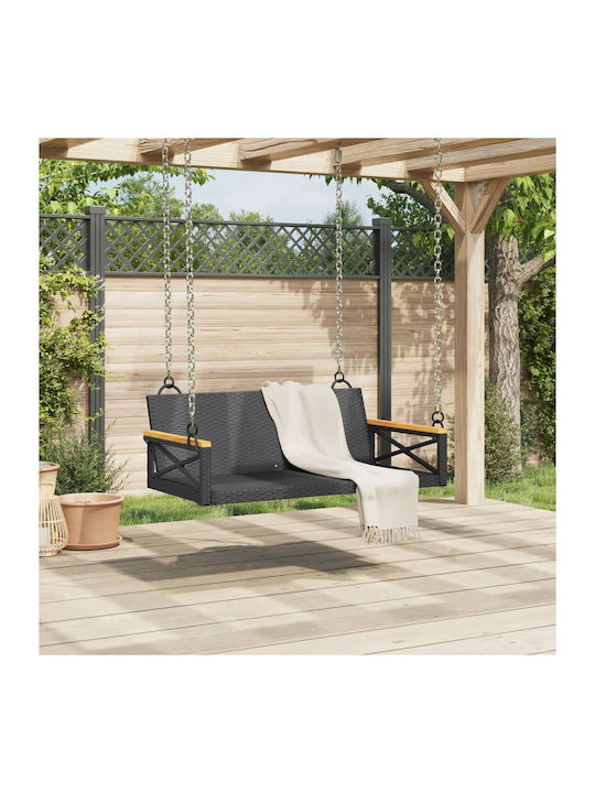 Κρεμαστή Κούνια 2 Θέσεων Rattan Μ109xΠ62xΥ40cm Μαύρη