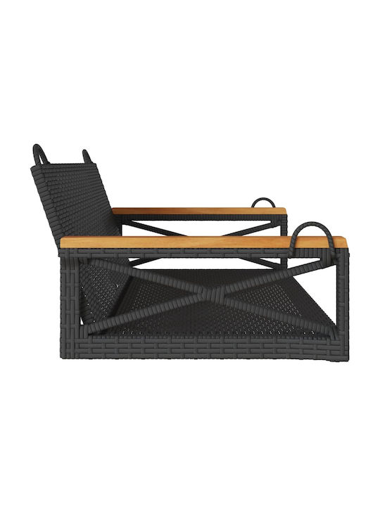 Rattan Swing Black with 110kg Maximum Weight Capacity L109xW62xH40cm