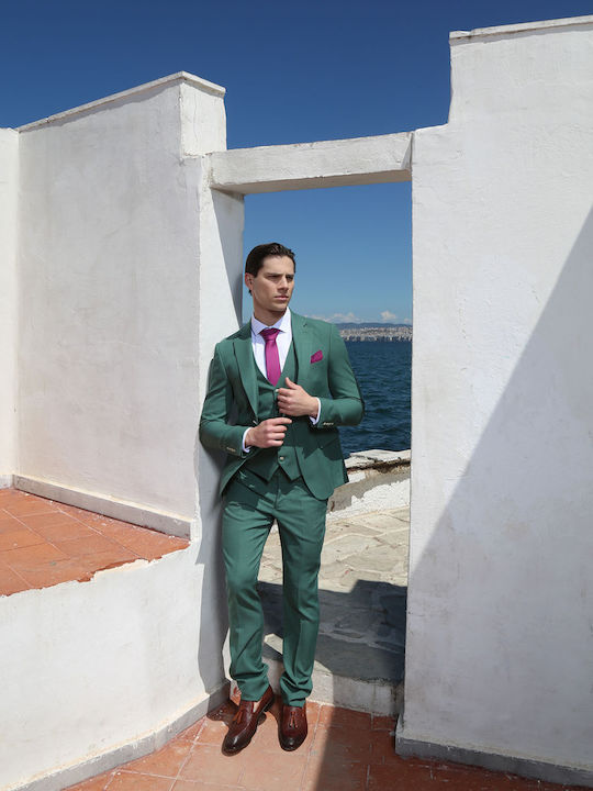 Tresor Men's Suit with Vest Green