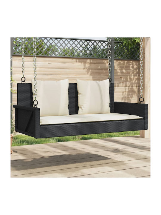 Rattan Swing Black with 110kg Maximum Weight Capacity L119xW56xH48cm