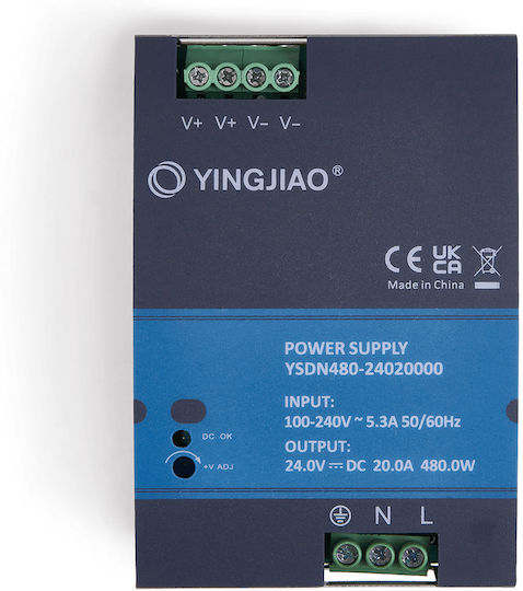 Τροφοδοτικό Ράγας με Έξοδο 24V και Ισχύ 480W 20A