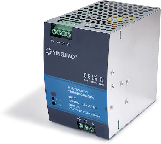 Τροφοδοτικό Ράγας με Έξοδο 24V και Ισχύ 480W 20A