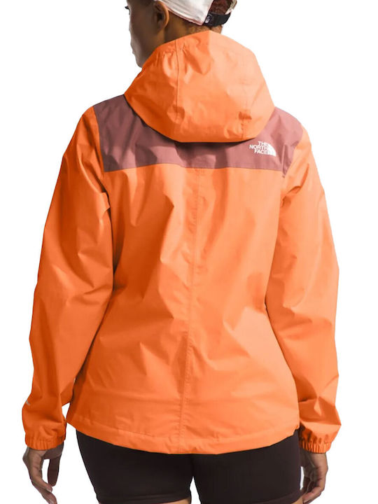 The North Face Antora Women's Hiking Short Lifestyle Jacket Waterproof and Windproof for Spring or Autumn with Hood Orange