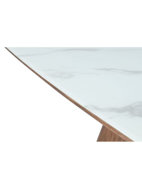 Totem Table Dining Room with Marble Surface White 120x120x120cm