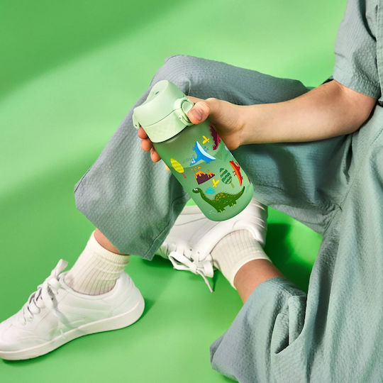 Ion8 Kinderflasche Dinosaurier Kunststoff mit Pop-Up-Verschluss Grün 350ml