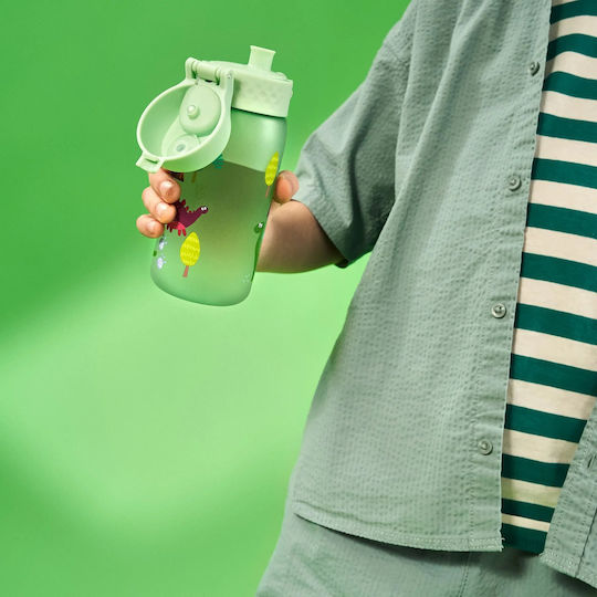 Ion8 Kinderflasche Dinosaurier Kunststoff mit Pop-Up-Verschluss Grün 350ml