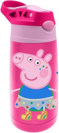 Kids Licensing Kids Water Bottle Peppa Pig Stainless Steel with Straw Pink 450ml