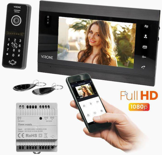 Virone Drahtlos Video-Türsprechanlage-Set Wi-Fi Black