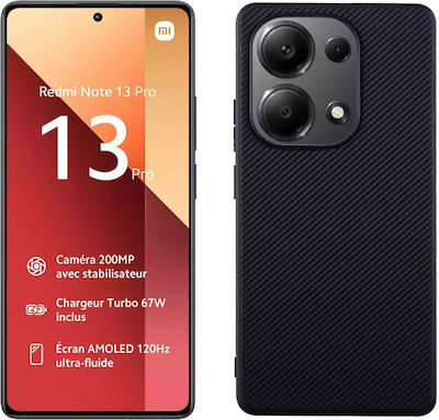 Volte-Tel Carbon Lift Full Camera Protection Back Cover Silicone Durable Black (Redmi Note 13 Pro 4G / Poco M6 Pro 4G)