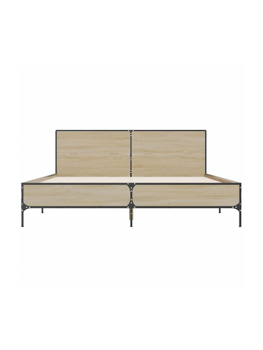 Doppelbett Aus Holz Braun Mit Lattenrost Für Matratze 140x200cm