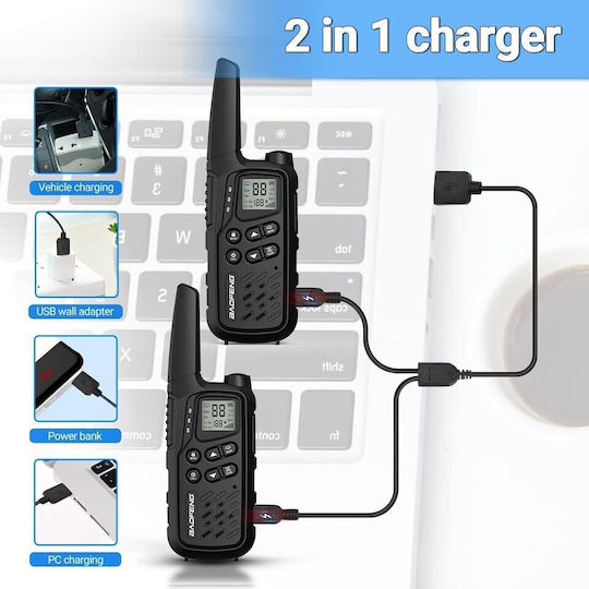 Baofeng Mp25 Безжичен Трансивър UHF 2W с Монохромен Екран Комплект 2бр В Черен Цвят