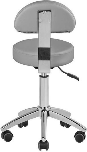 Salon Stools Τροχήλατο Σκαμπό με Πλάτη Γκρι