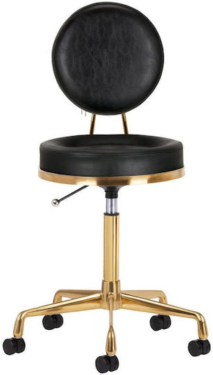 Salon Stools Τροχήλατο Σκαμπό με Πλάτη Μαύρο