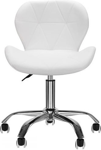 Salon Stools Τροχήλατο Σκαμπό με Πλάτη Λευκό