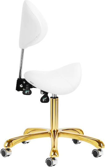 Salon Stools Wheeled Stool with Backrest Gold white-0147847