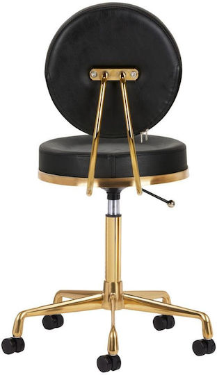 Salon Stools Τροχήλατο Σκαμπό με Πλάτη Μαύρο