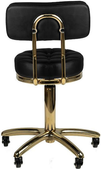Salon Stools Τροχήλατο Σκαμπό με Πλάτη Μαύρο