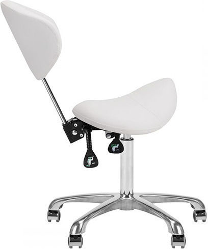 Salon Stools Wheeled Stool with Backrest White