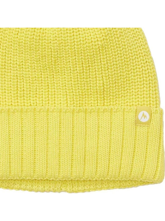 Pom Pom Beanie Beanie Knitted in Yellow color