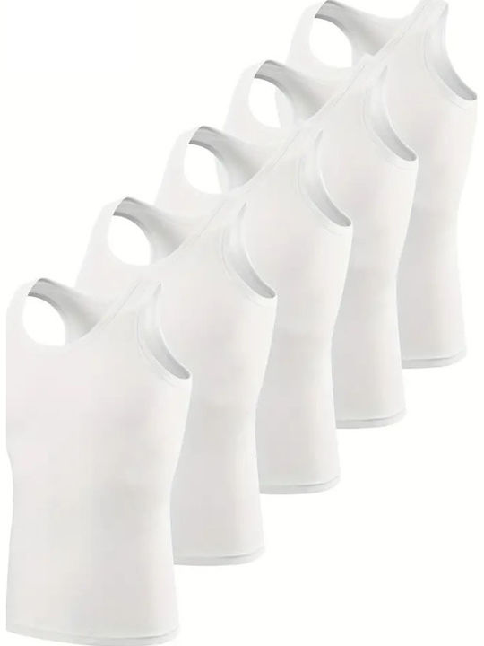 Ανδρικές Φανέλες Αμάνικες Λευκό 5Pack