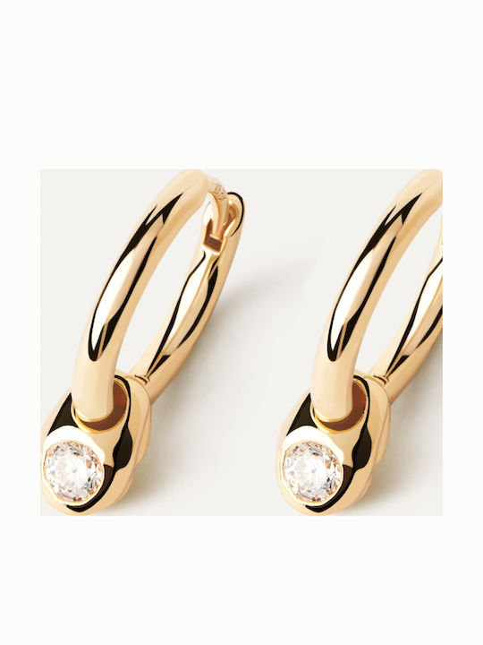 Earrings Hoops made of Silver Gold Plated with Stones