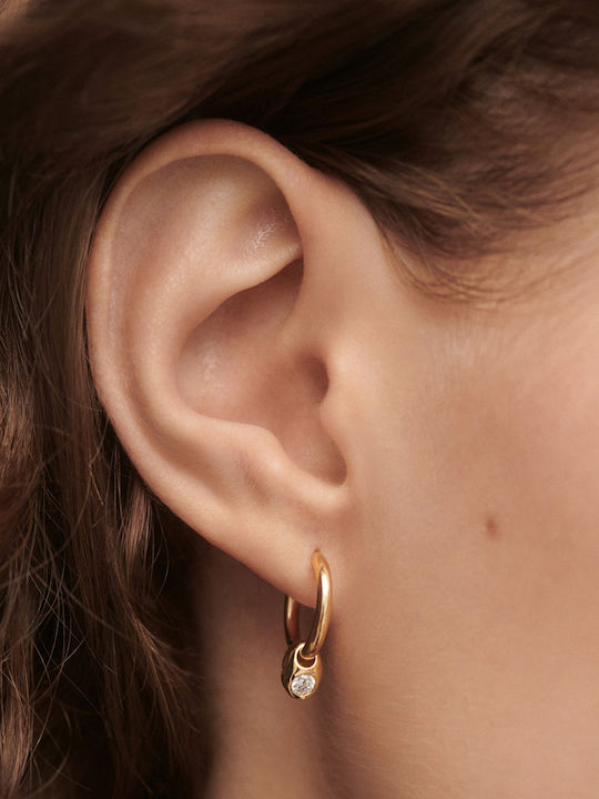 Earrings Hoops made of Silver Gold Plated with Stones