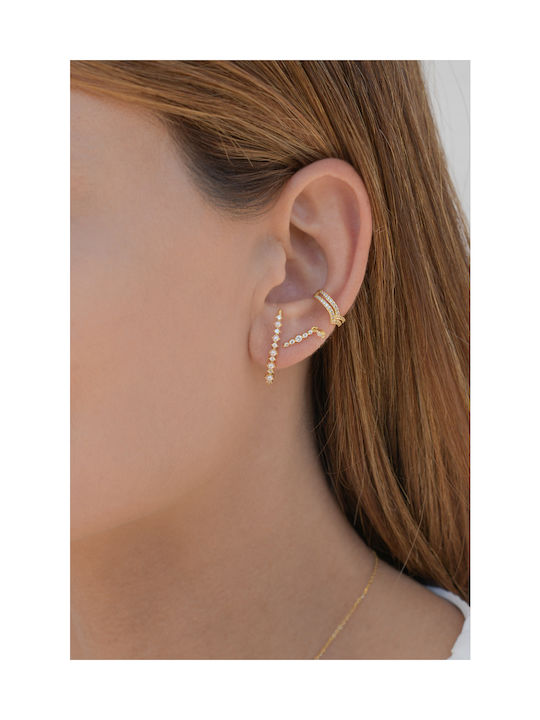 Kritsimis Single Earring made of Silver Gold Plated with Stones