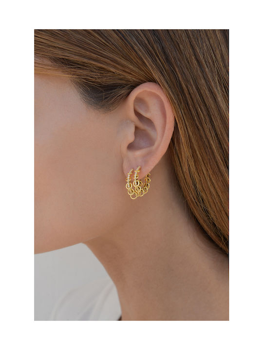 Kritsimis Earrings Hoops made of Silver Gold Plated with Stones