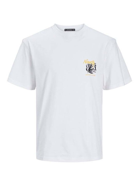 Jack & Jones T-shirt Bărbătesc cu Mânecă Scurtă Bright White