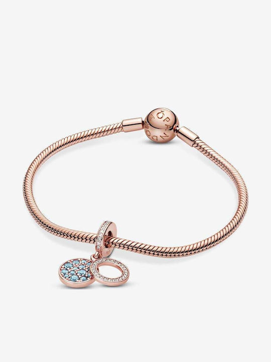 Pandora Charm Mit Steinen Aus Roségold 14K Mit Hellblauem Zirkon