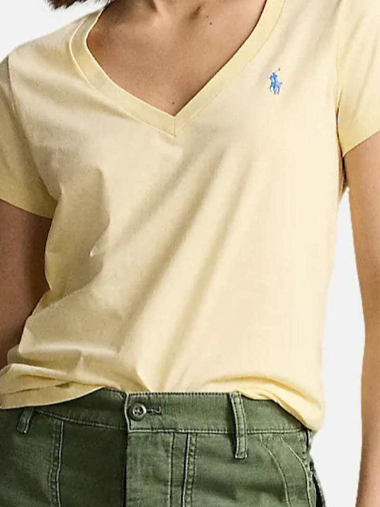 Ralph Lauren Γυναικείο T-shirt με V Λαιμόκοψη Κίτρινο