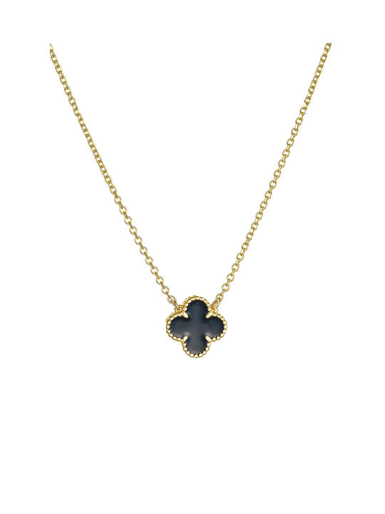 Kritsimis Halskette Doppelter mit Design Blume aus Gold 9 K