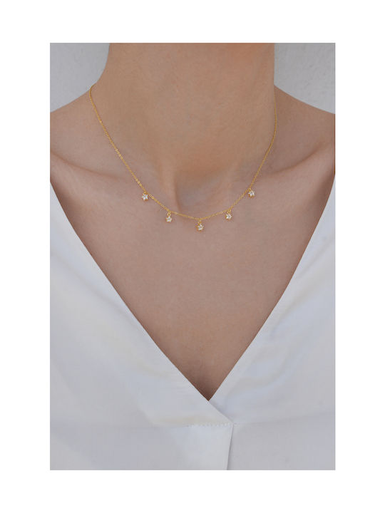 Kritsimis Dots Necklace from Gold Plated Silver with Zircon