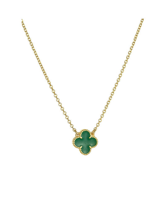 Kritsimis Necklace Double with design Flower from Gold 9 K