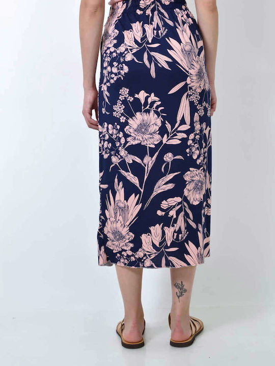 Maxi Rock Umschlag Blumen Blue