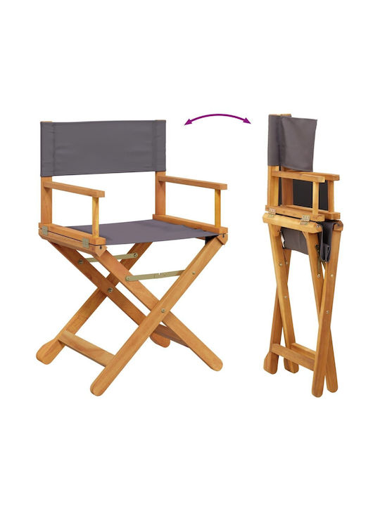 Wooden Director Chair Gray with Cushion 2 Pieces 53x47x90cm