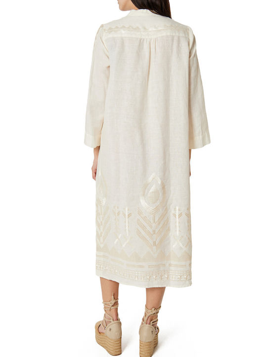 Greek Archaic Kori Summer Midi Dress Natural/champagne