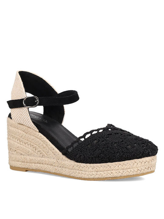 Migato Platforme dama în stil espadrile Negre