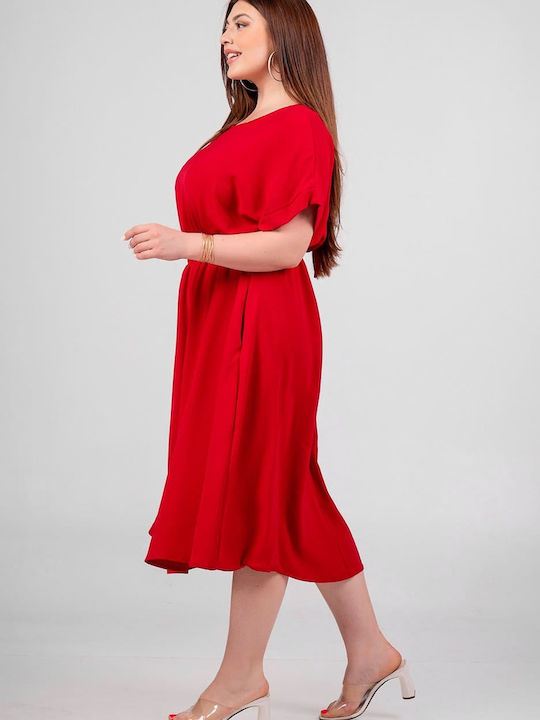 Lovesize Καλοκαιρινό Midi Φόρεμα Κόκκινο
