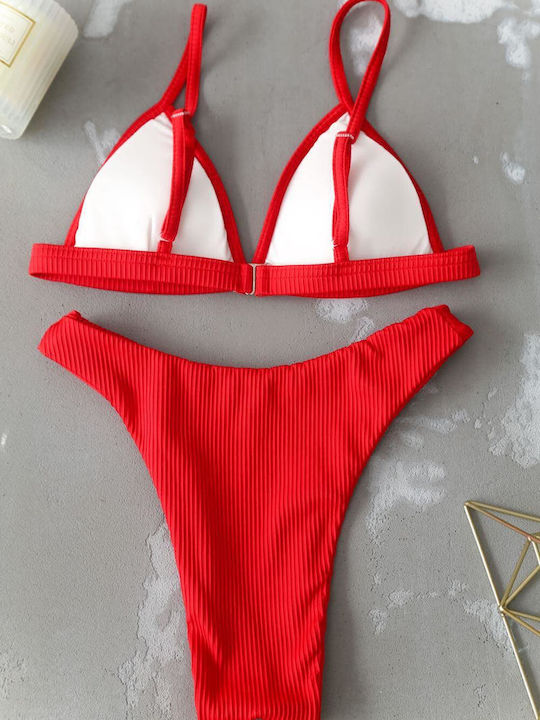 Bikini-Set Hohe Taille RED