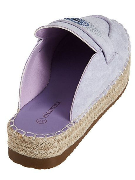 Flat Suede Mules σε Λιλά Χρώμα