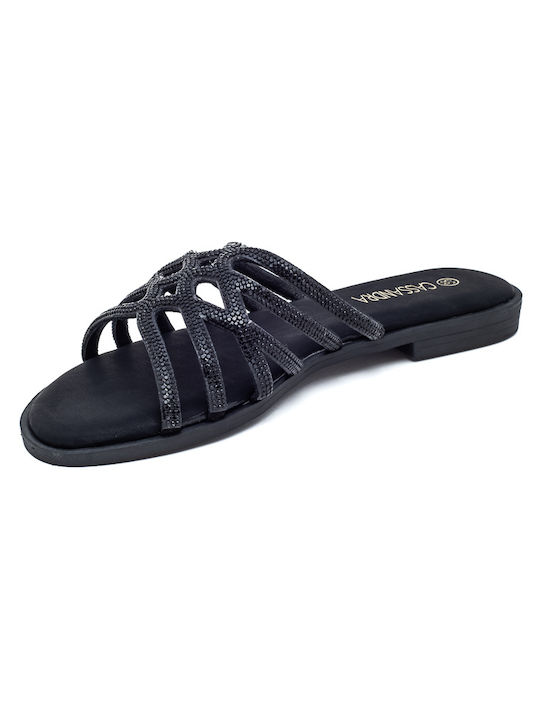 Cassandra Women's Flat Sandals in Black Color