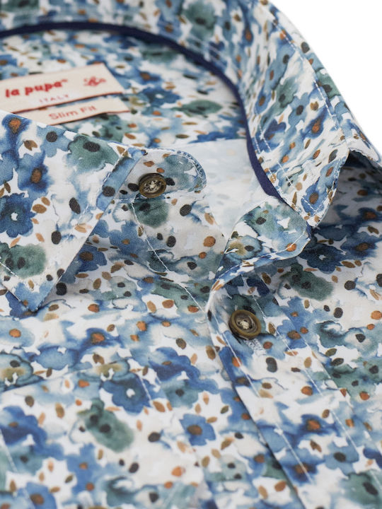 La Pupa Men's Shirt Cotton Floral Ecru