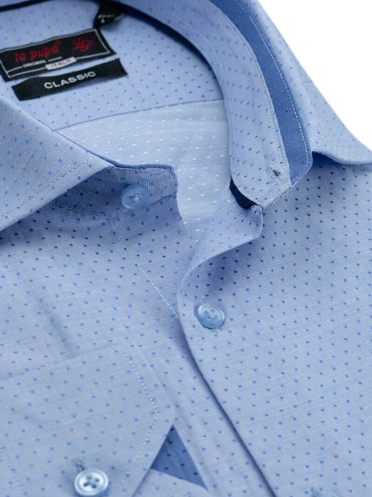 La Pupa Men's Shirt Cotton Polka Dot Light Blue