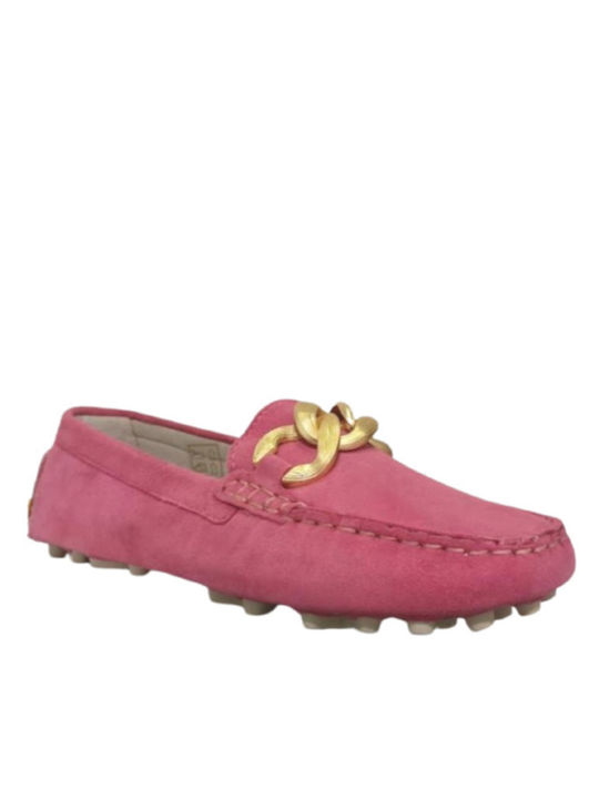 Leder Damen Mokassins in Rosa Farbe